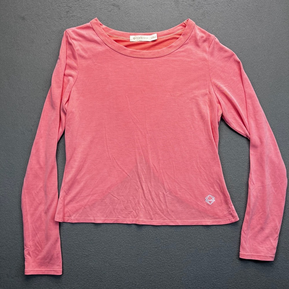 Hologram Coral Pink Long Sleeve Cropped Top‎ Gymnastics Athletic Small